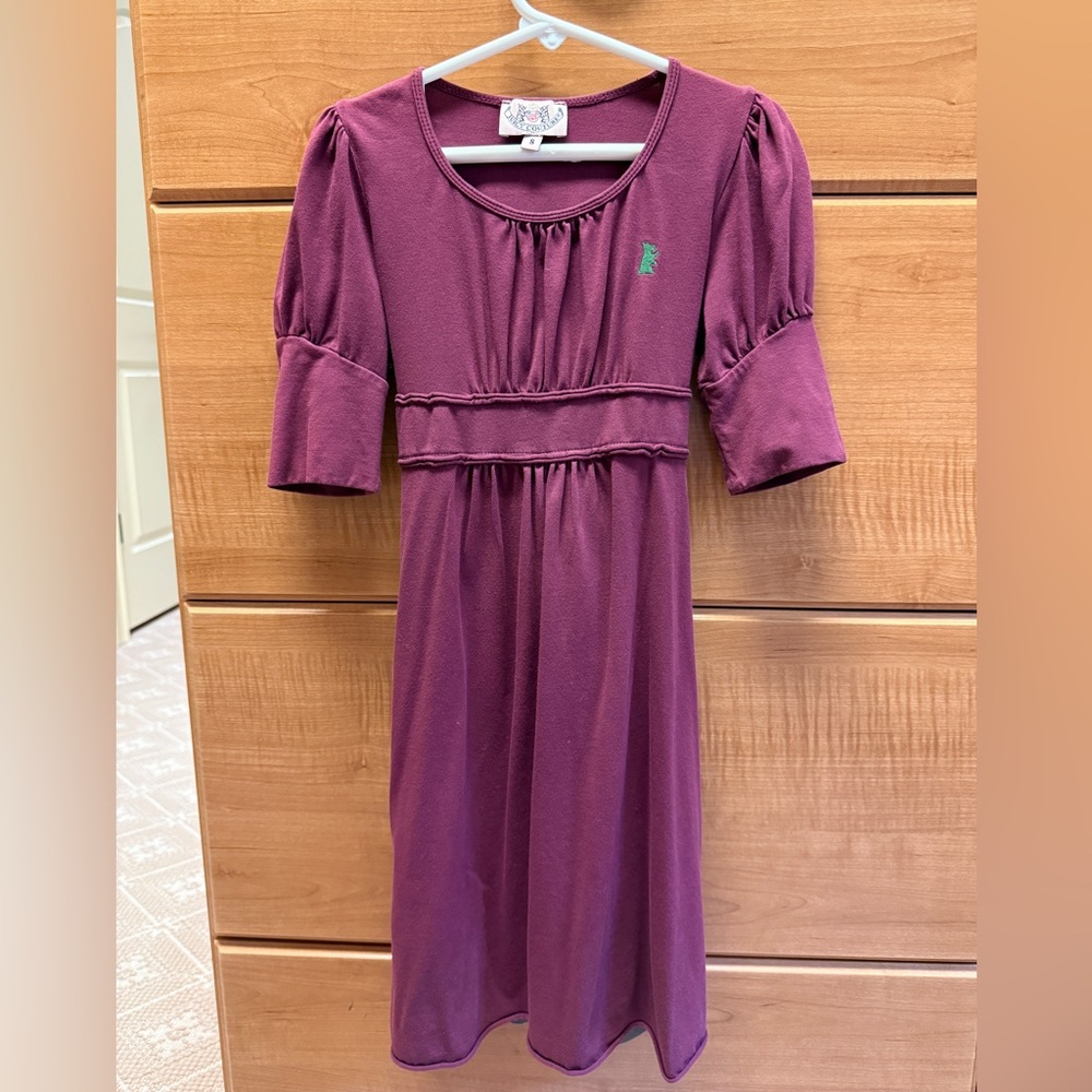 Juicy Couture Plum Kids Dress with Puff Sleeves Size 8 Great Condition